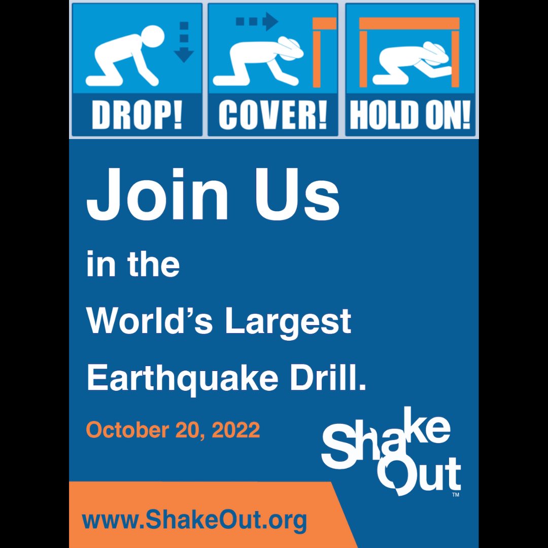 In California, we know #earthquakes can hit at anytime. Make sure you know how to protect yourself! Participate in the #GreatCAShakeOut (a 1-min earthquake drill) Thursday 10/20 @ 10:20am. Learn more at bit.ly/3Sh4Wif Info on insurance & grants at earthquakeauthority.com