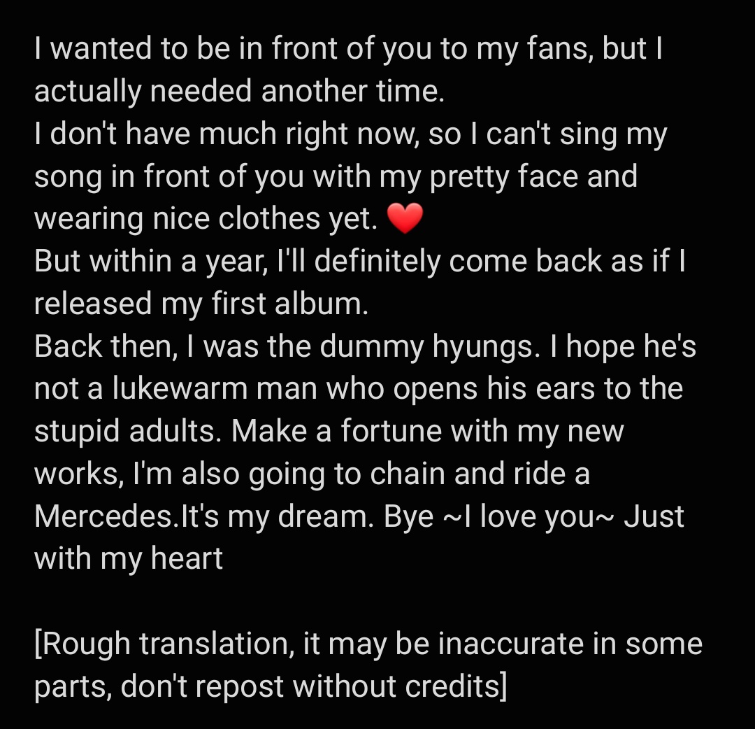 Icursedthegloom's tweet photo. YANG HONGWON IG POST UPDATE 
[Translation in the picture ]

#YangHongwon #Hongwon https://t.co/gJfasAGJEl