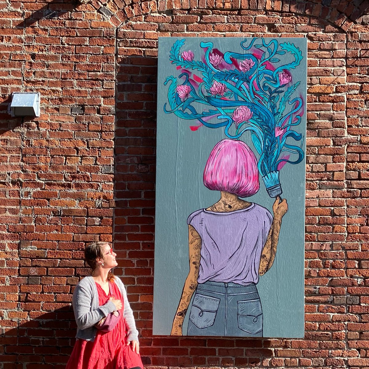 CityOfVictoria's tweet photo. Artist Eliska Liska’s installation “Feeling Fuzzy Inside” is now on display in Commercial Alley (500 blk of Yates St). The art celebrates young people and their passions: music, thoughts and words, movement and art. Learn more: https://t.co/B0K73J01lN #yyjart #yyjartist https://t.co/T3J8enEVRj