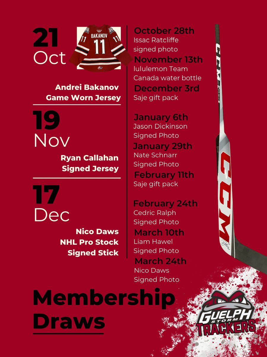 Our 22/23 Membership draws

Sign up before puck drop on Friday for a chance to win an <a href="/bakanov11/">Andrei Bakanov</a> game worn jersey! Come visit us in section 114. All proceeds go to our academic awards &amp; mental health services in our community 

<a href="/McFaddensMvmnt/">McFadden's Movement</a> <a href="/CMHAWW/">CMHA WW</a> <a href="/wesforyouth37/">WES for Youth Online</a>