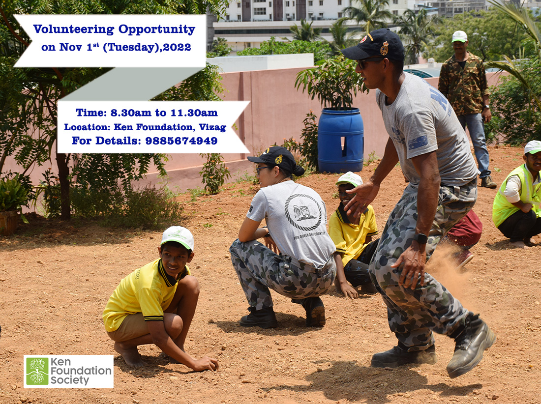#Volunteering Opportunity at #KenFoundation on November 1st (Tuesday), 2022 from 8.30AM to 11.30AM at the Children's Home, #Visakhapatnam. Those who wish to volunteer can call: 9885674949
#CommunityService #ChildrenGames