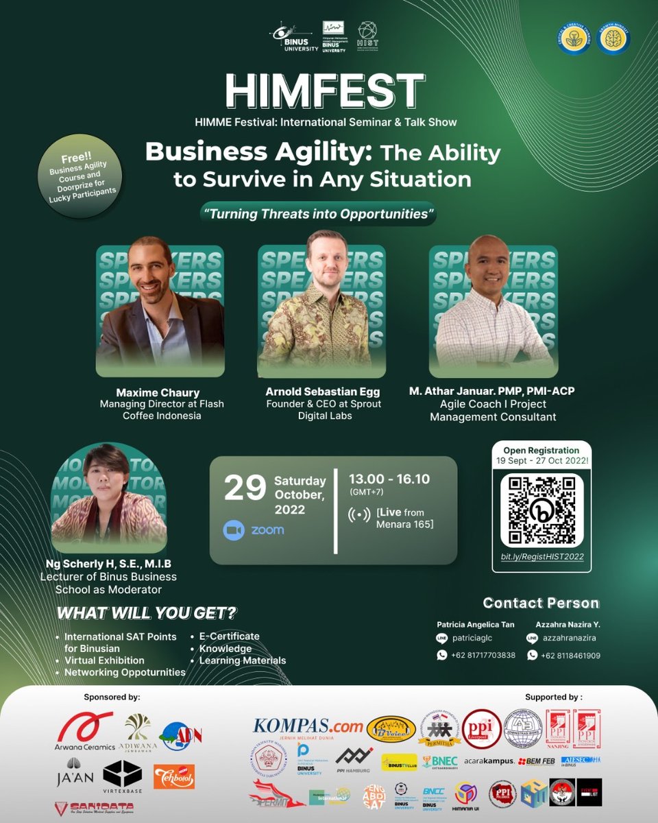 permitha's tweet photo. Hello, we are from HIST 2022 ! This year, we will bring up a topic about "Business Agility: The Ability To Survive in Any Situation", with our tagline "Turning Threats into Opportunities"📊🔍.

Grab your seat by filling out the form below 👇
https://t.co/3wiQaTsrx4 https://t.co/82WQCAuC1R