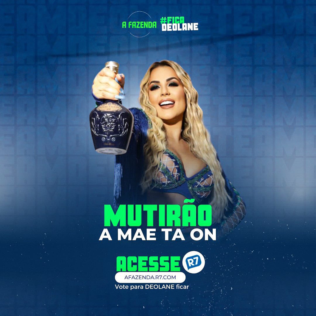Dra_Deolane's tweet photo. ⚖️ ✔️MUTIRÃO A MÃE TA ON ⚖️✔️

⚠️ A cada 20 votos no Deo, deixe um emoji nos comentários

🎯 Meta: DOIS MIL REPLIES

⏰ Encerra às 01:00
 
🚨 O voto é para FICAR, votem no DEOLANE
 
⚠️: NÃO TEM NADA GANHO, FOCO R7! 

🔗 Link: https://t.co/iRNnYXcAsM

#FicaDeolane #AFazenda https://t.co/UpSxVlVuc6