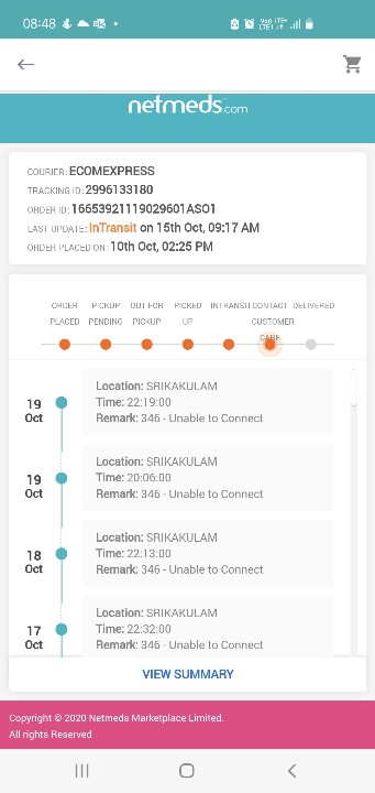 Kalyan_Chakraa's tweet photo. @NetMeds for last 5 days, essential medicine for my parents is stuck 60 kms away from Vizag. Wonder how the distribution works. What does unable to connect even mean? Sad state of affairs. https://t.co/8B9XwOFcol