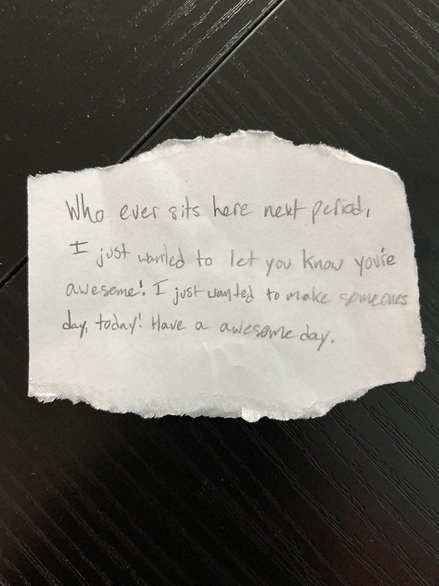 HaggardEagles's tweet photo. Today we unite together to stand up against bullying and united to show kindness, acceptance, and inclusion. This note was left behind anonymously, this small act of kindness made a huge impact to many today!๐งก#UnityDay2022 #dedicatedtocaring
@Plano_Schools
@Planocounselors https://t.co/wole80v6kr