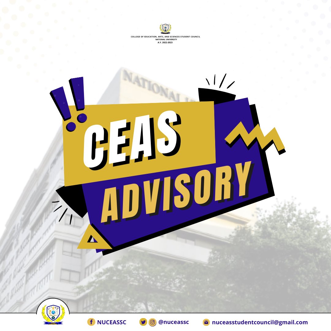 nuceassc's tweet photo. 📣 Heads Up, CEAS Students‼️
The Online Registration of Continuing Students for Term 2, AY 2022-2023 officially starts today, October 20, 2022.
Read More: https://t.co/GR0jEnWoll
#NUCEASSC
#BeEnthuCEAStic
#CEASelessService https://t.co/Uv6bn8E1PK