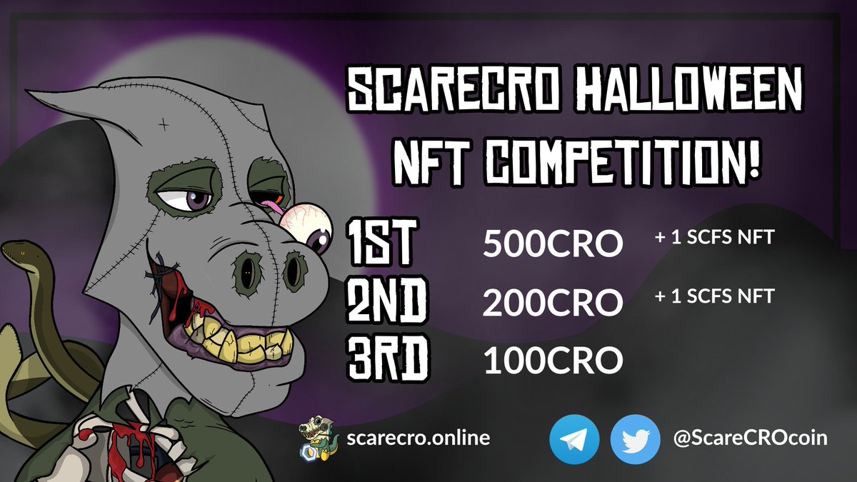 ScareCROcoin's tweet photo. Do you have what it takes to create the most frightening, disgusting undead ScareCRO?
From now until Nov 1st 0000h MST
Simply like this post on twitter and comment with your created monster!
blank ScareCro attached in the replies
@cryptocomnft @cryptocom
#cro #crofam https://t.co/X48QMxFcFq