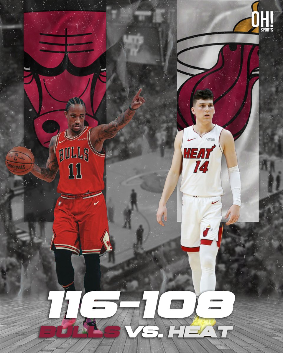 OhSportsPH's tweet photo. Even without Zach Lavine and Lonzo Ball, The Chicago Bulls defeated the Miami Heat 116-108.
Read more at https://t.co/v9WNpsLskv
@chicagobulls @NBA
#NBA #KiaTipOff22 #nbanews #ChicagoBulls #MiamiHeat #basketball #sports #JimmyButler #TylerHerro #MaxStruss https://t.co/8F4SFbHlJi