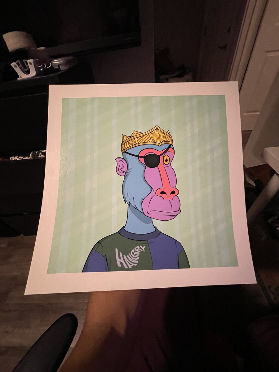 AdrianIsRatchet's tweet photo. Ladies and gentleboons I present to you the first of meany @HangryBarboons IRL print I has made for my Hangrian boon #558 
Exhibition quality 12x12 image on 14x14 premium paper I have a frame coming on Friday ready to be hung on the wall🔥
#HBAR #hedrea #hangryheatwave #sol #eth https://t.co/RdKwvCS8IB