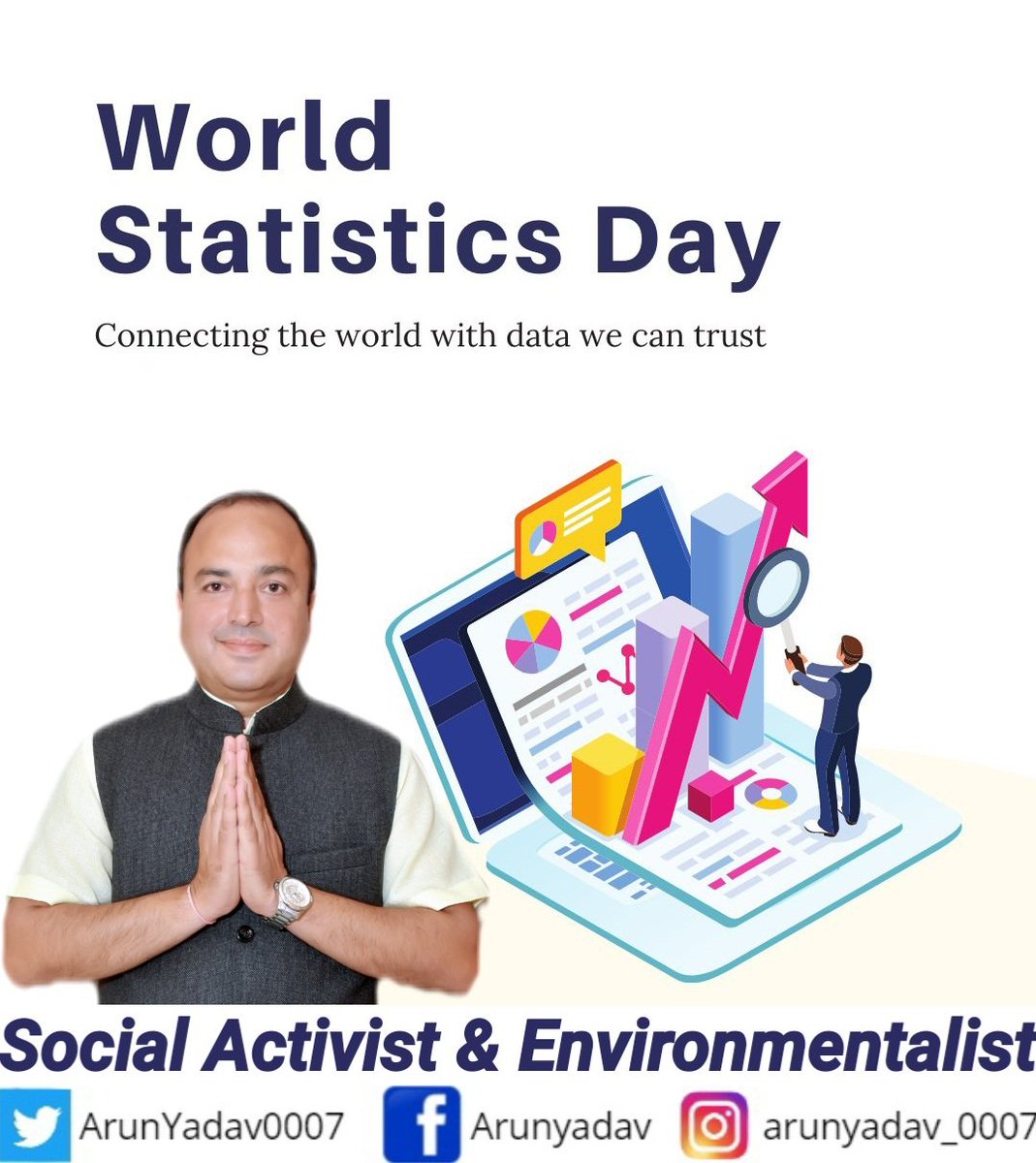 ArunYadav0007's tweet photo. #विश्व_सांख्यिकी_दिवस
#World_Statistics_Day falls on October 20 every five years, which means every half a decade, statistics about our lives and related things are examined and discussed for better decision-making for the times to come.💐🙏 https://t.co/0aEVIWWVdL