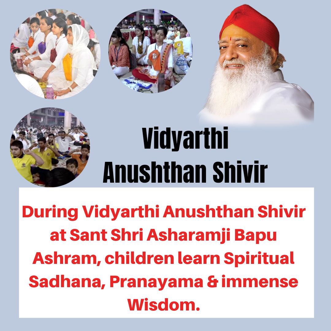 SharmaHamdam's tweet photo. Vidyarthi Anushthan Shivir consists of enjoyable activities such as inspiring stories from Vedic literature, Yoga, Pranayama, Guided Meditation, Shlokas, Keertans, Bhajans, Festivals, Games, Cultural Arts and many more. Sant Shri Asharamji Bapu 
Core Values
#FutureOfBharat https://t.co/Ka44S6Dh36