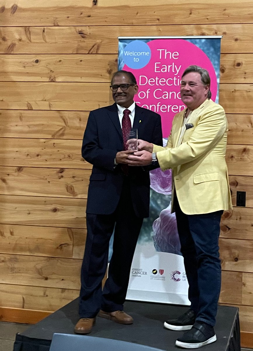 'Early detection research is gaining momentum to help reduce suffering and death due to cancer. Stopping cancer early amplifies my drive to end cancer as we know it!' - @theNCI's Dr. Sudhir Srivastava on winning the Don Listwin Award at #EDxConf22 @CR_UK @CanaryCenter