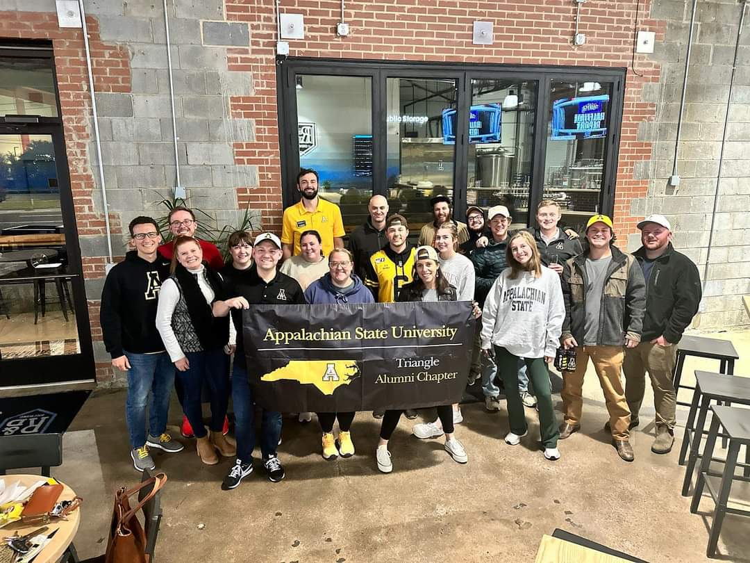 TriangleApps's tweet photo. Thanks for coming out to @rnd_brewing and watching @AppState_FB WIN!!!! #AppState #WinnersWin #MountainBrew https://t.co/VxrRBAg3ll
