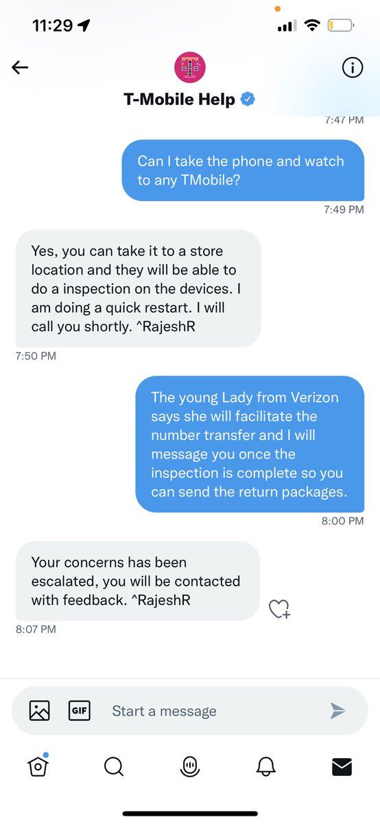 CjsEvilTwin's tweet photo. @TMobileHelp I spent about 4 hours today on the phone and responding to DMs from @TMobile representatives and my issue was NEVER resolved.  The last message I received was as follows and I NEVER was contacted by “a supervisor”… I’ve been paying you guys $70-$80 per month for 20 years… https://t.co/fn357V7pVB