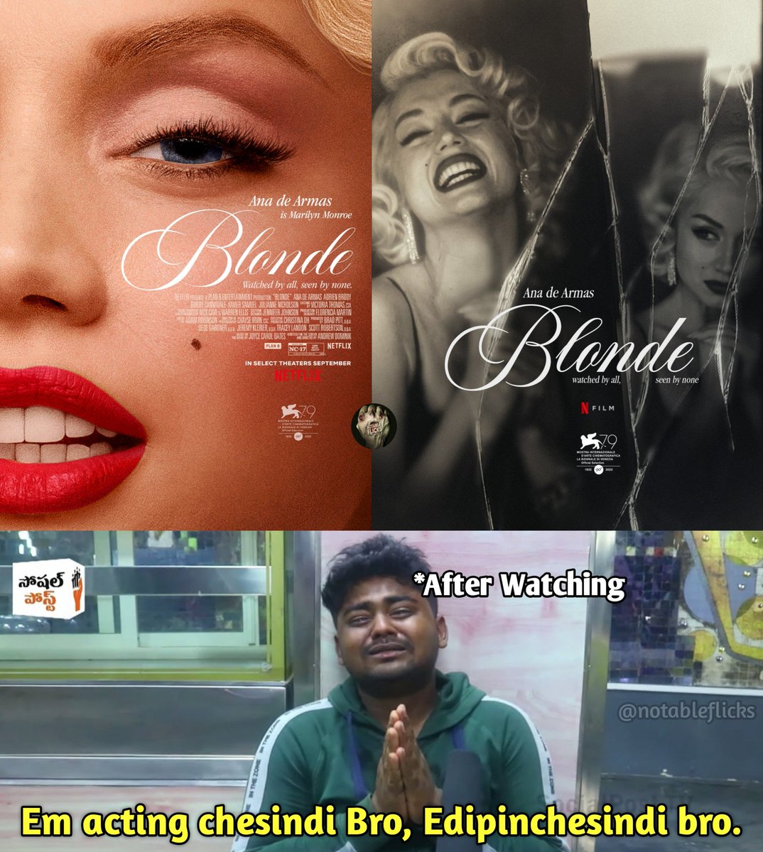 NotableFlicks's tweet photo. Blonde (2022) 🎬
IMDb: 5.5/10 ⭐
Genre: Biography/Drama 🥺

Uploaded in our Channel, Link is in profile 🔗
#Notableflicks #Blonde #AnaDeArmas https://t.co/v42sIdbIkZ