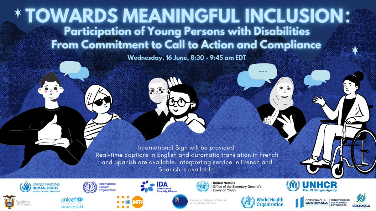 Have you ever checked out this call to action on meaningful participation for youth with disabilities launched at #CRPD #COSP14? Find out more about how to build #InclusiveFutures for young people with disabilities to ensure no one is left behind 👉 un.org/youthenvoy/wp-…