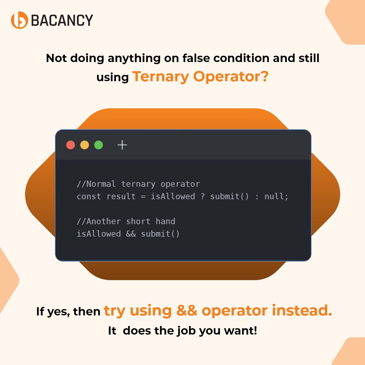 BacancyTech's tweet image. Can you use &amp;amp;&amp;amp; with operands other than booleans? Turns out, you can!

This post explains how &amp;amp;&amp;amp; operators work in JavaScript.

#javascript #codingtips #coding #javascript #technologies #JS #ReactJS #FrontEndDevelopment #BacancyTechnology #DedicatedToInnovation #GrowWithBacancy