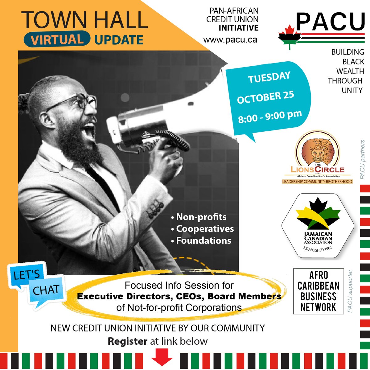 PAcreditunion's tweet photo. Join us on Tuesday October 25 at 8 pm to get the latest updates on the PACU Initiative and find out about the different ways you can support it. 

Register now at https://t.co/qmLX1qXn8B https://t.co/K4rpROQpTp