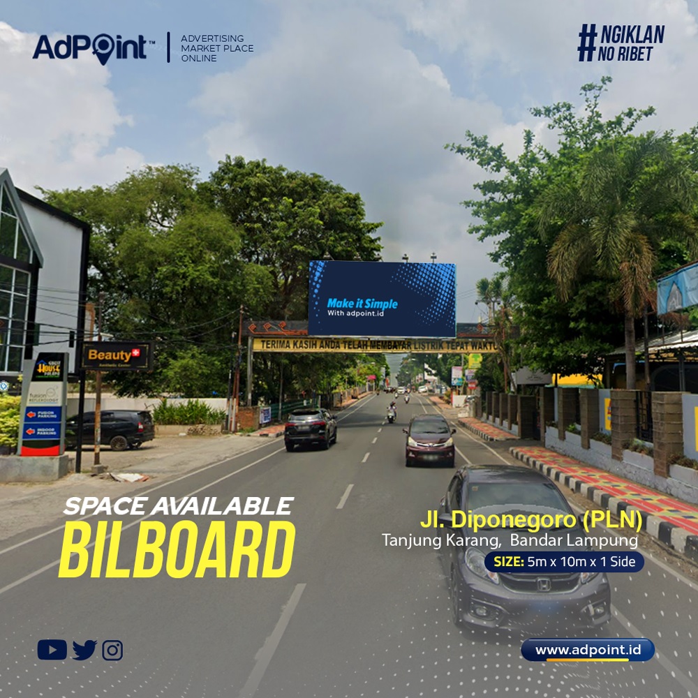 AdpointId's tweet photo. Tersedia! Spot billboard di Jl. Diponegoro (PLN), Tanjung Karang, Bandar Lampung.

Dimensi media: 5m x 10m (1 sisi)

Booking spot? https://t.co/jzILRhdsgy
Hubungi kami: 0215385359 / 0813-8429-7259 (WA).

#Reklame  #IklanBillboard #BillboardAds #BandarLampung https://t.co/NmG9JVmHoW