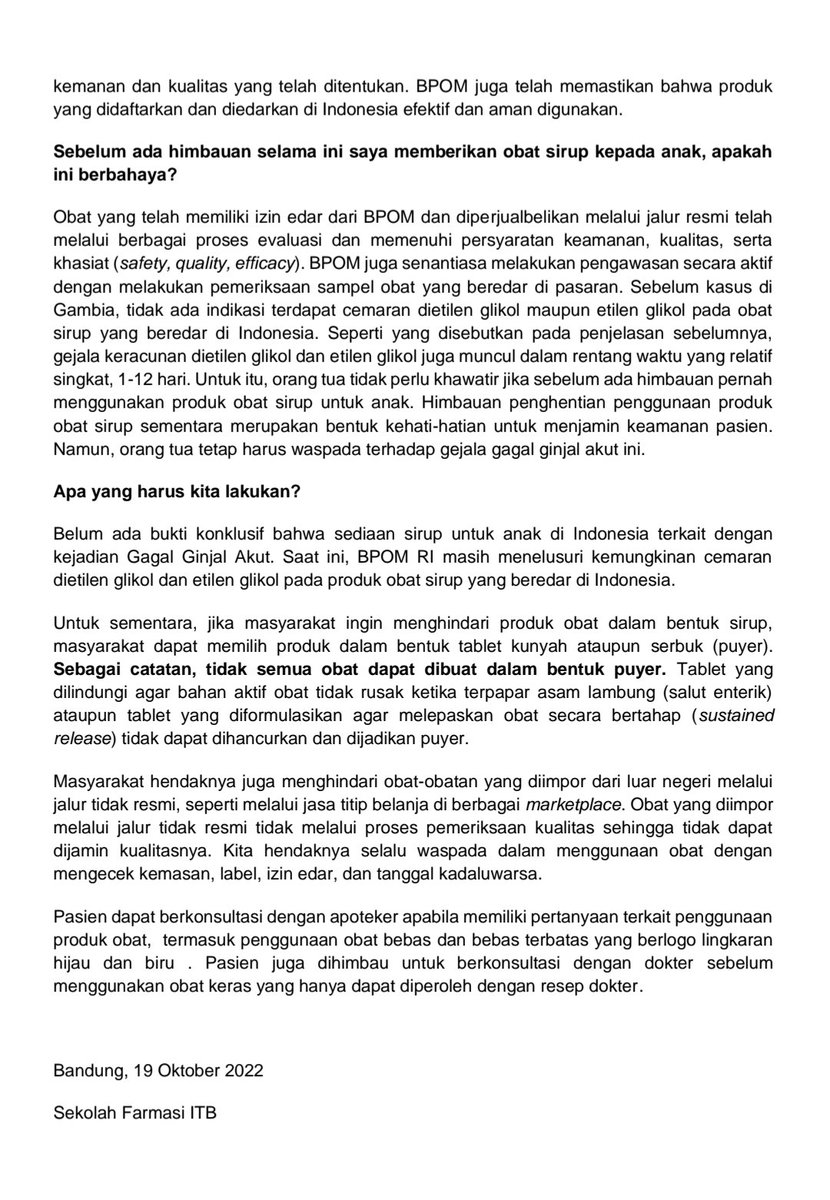 DrTaufan1's tweet photo. PARACETAMOL SYRUP dgn komposisi sama, puluhan tahun tak masalah mengapa tiba2 buat gagal ginjal akut ?

Gila !
Coba selidiki dulu kandungan vaksin covid dan adakah terhadap gagal ginjal akut.
Itu baru pemikiran !
Ayo @KemenkesRI @PBIDI jangan dibodohi !
@irwank2k2
@msaid_didu https://t.co/UCajnbryTw