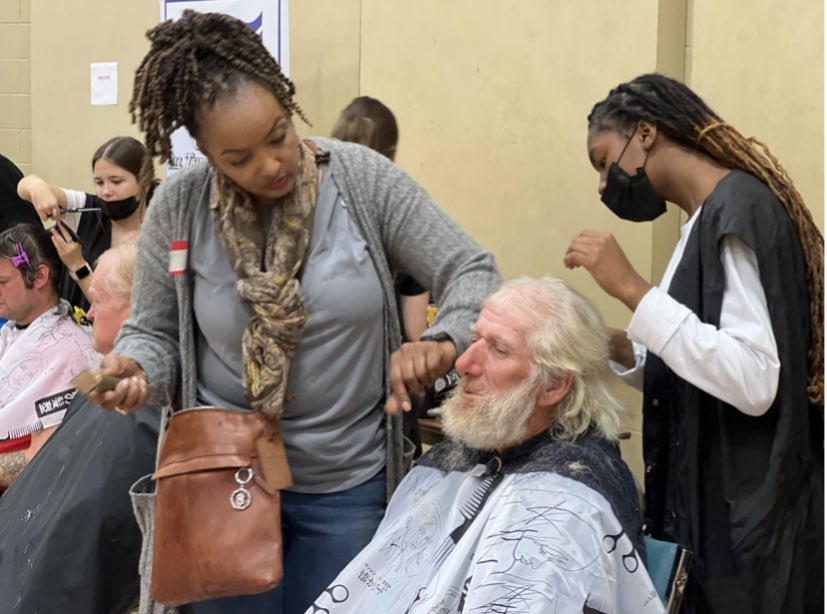 CalCoCareerTech's tweet photo. Cosmetology students had the opportunity to give back today and serve their community. Students volunteered to help with “One haircut at a time” today sponsored by The Homeless Coalition of Northeast Alabama. https://t.co/2EoVfmXDsi