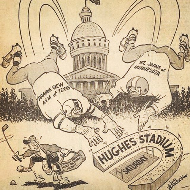 digpvpanther's tweet photo. The Camellia Bowl was the title given to the 1963 NAIA Championship Game. Held on December 14 in Sacramento, California, this game featured the Prairie View Panthers vs. the St. John’s Johnnies, who won 33–27 to win their first NAIA national title. #dppp #camelliabowl #football https://t.co/sldKDHPaEl