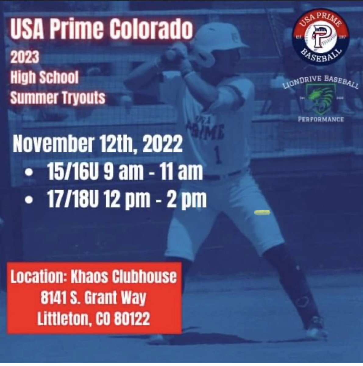 Tryout dates for USA Prime CO 23’summer.11/12/22.<a href="/USAPrimeMtnWest/">USA Prime Mountain West</a>. National recruiting resources. National college relationships all levels.Proven on field/off field development results. Contact (720) 339-7446 <a href="/BarryMichlig/">Coach Mick</a> if date doesn’t work.