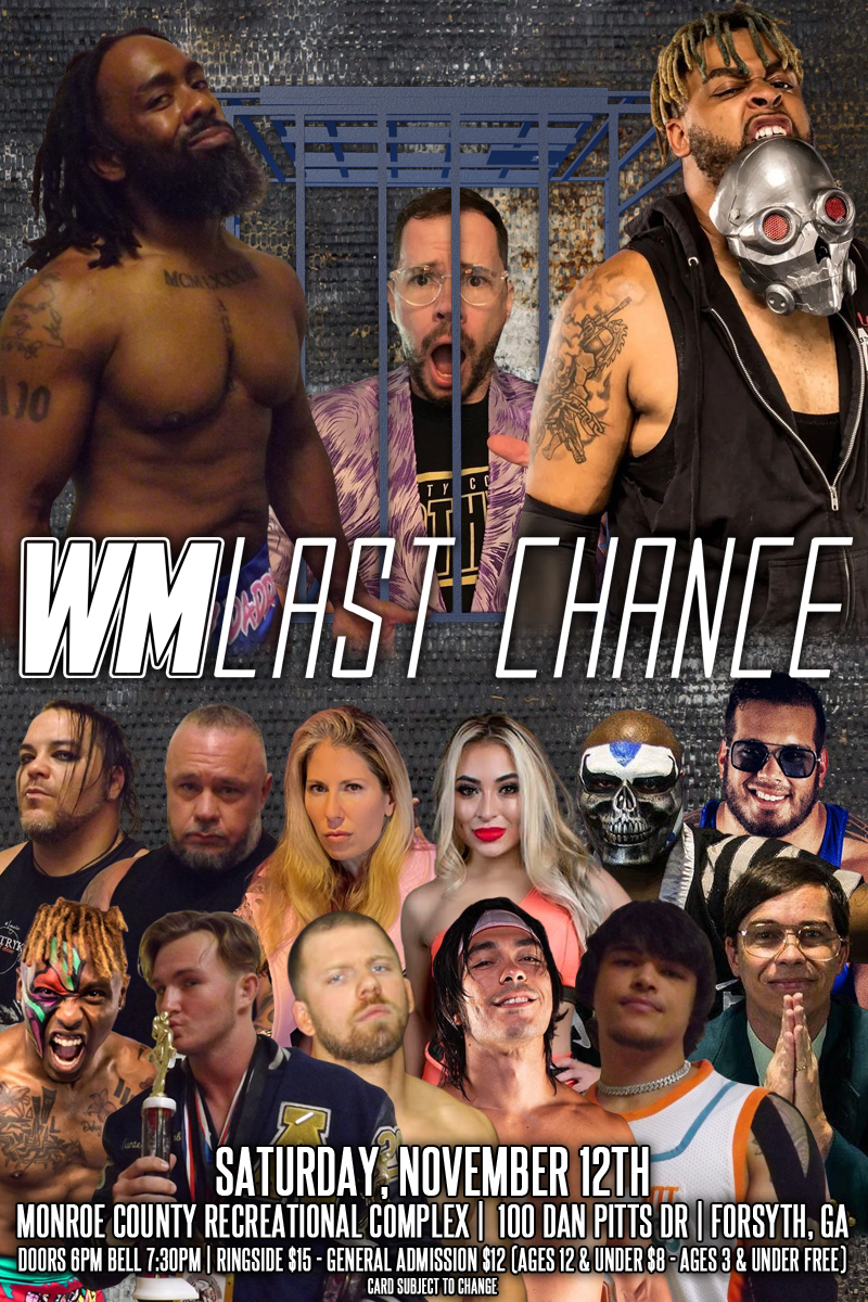 WrestleMerica's tweet photo. On Saturday, November 12th, WrestleMerica presents Last Chance. See Fry Daddy get his last chance for the CCW/WM Championship against Austin Towers. This time, Ryan North will be locked inside a SHARK CAGE. https://t.co/Ds5qu0fJHA