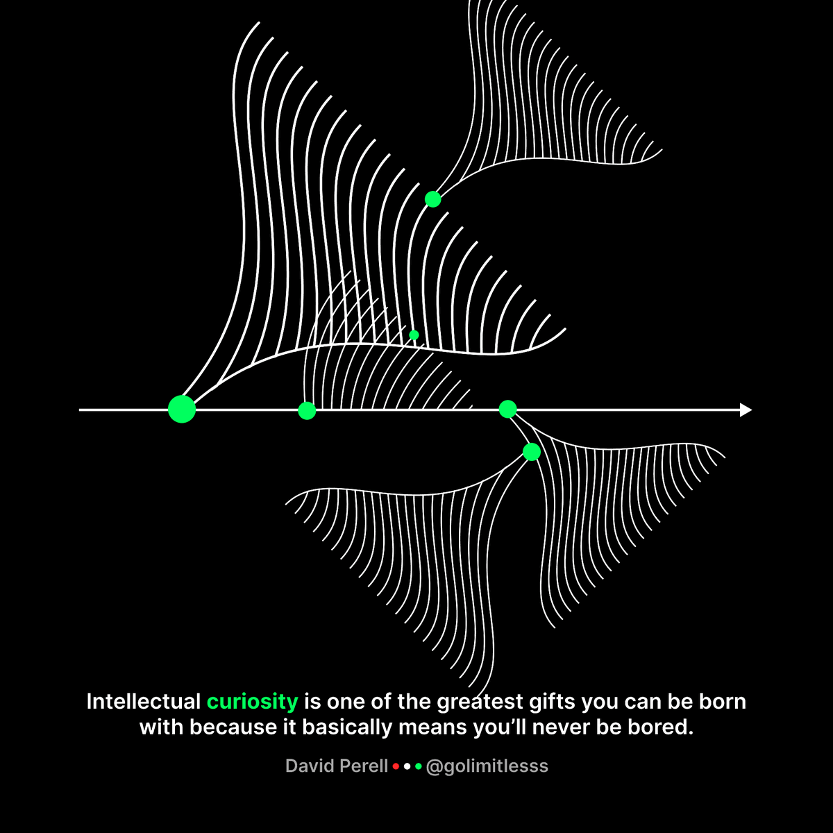 GoLimitlesss's tweet photo. Intellectual curiosity is one of the greatest gifts you can be born with because it basically means you’ll never be bored - @david_perell https://t.co/FY2vOgoy0T
