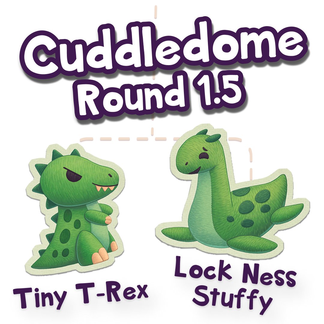 Check out the next Cuddledome duel! Nessie or the T-Rex? If you are a backer, head over and vote. If not, take a look at the #ArchRavels expansion, #ArchRavelsMagicSocks and you can vote too. bit.ly/3va7SUT