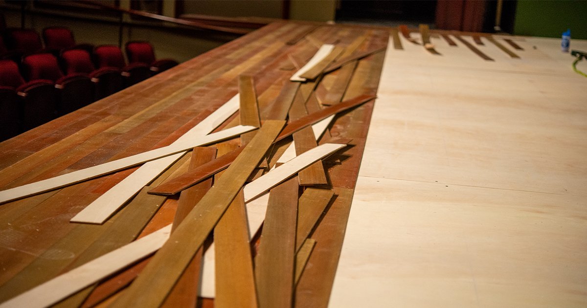 Delaware_REP's tweet photo. One floorboard at a time we are setting the stage for our performance of #ArsenicAndOldLace!
#WeAreTheREP #DelawareREP #Theatre #TheatreLife #Udel #ShopLife #BackStage #ProcessShot #LoadIn https://t.co/dhpIA5Xbnr