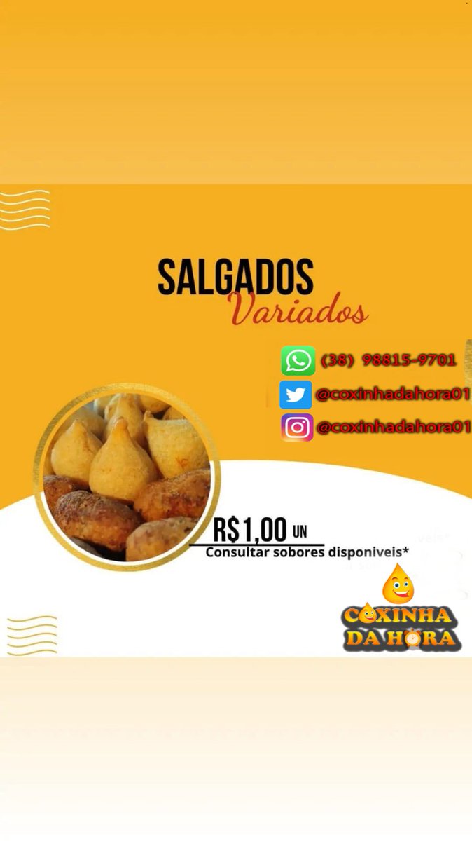 coxinhadahora01's tweet photo. Vai ficar de fora, é só 1 realzinho, Faça seu pedido 😋 https://t.co/FbI3Yxzpiu