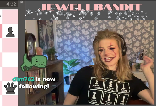 ZeroBlunders's tweet photo. Had a great time with @JEWELLBANDIT. Please give her a follow if you are on twitch.
If someone wants the #chess periodic table t-shirt, check it out here...
https://t.co/r9blhGa9Ze
#chess #zeroblunders #checkmate #chesspunks https://t.co/ZGkPgmYwTf