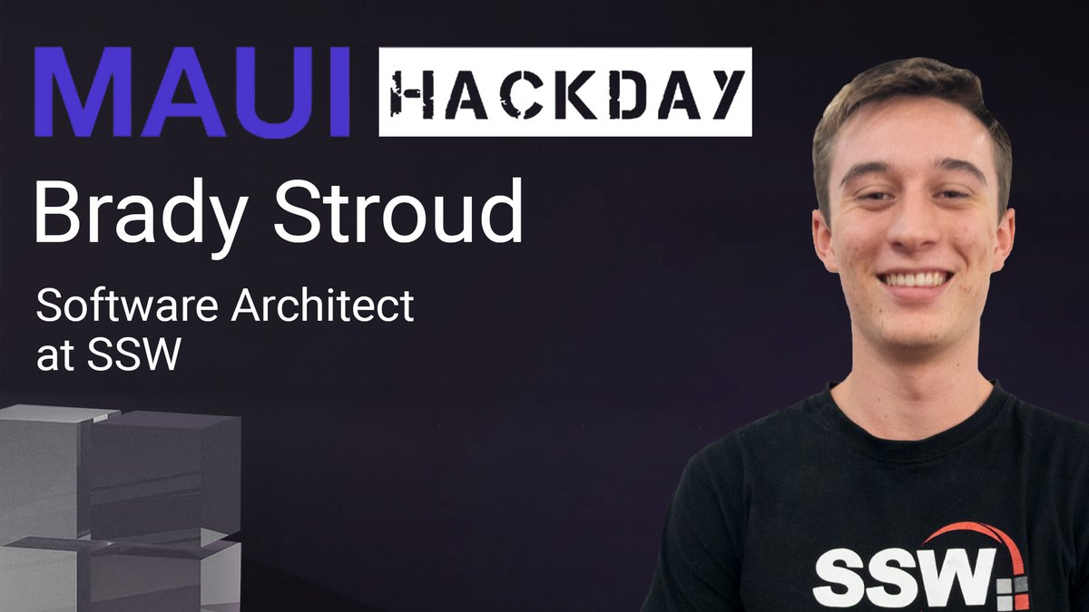 SSW_TV's tweet photo. 🧑‍💻@bradystroud_ is a young, driven Software Developer &amp; a Certified #Scrum Master®. Learn #dotNETMAUI for free ONLINE or IN PERSON at SSW Sydney, Brisbane or Melbourne on the 5th of November at the @MAUIHackDay ➡️ https://t.co/sJ5DaF0jX7 https://t.co/6divedOjLg