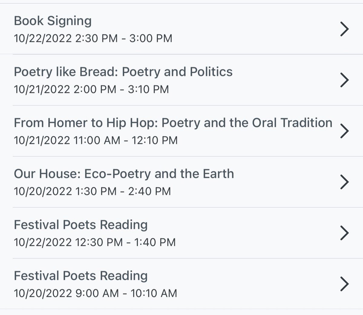 hmvanderhart's tweet photo. Here is my full @DodgePoetryFest schedule! Please say hi, grab a tea with me, bat eyelashes over our masks, wander about in the fresh air 🙏 Poet stuff! 🎙️❤️🔥 #DPF22 https://t.co/j9RyLsiKFX