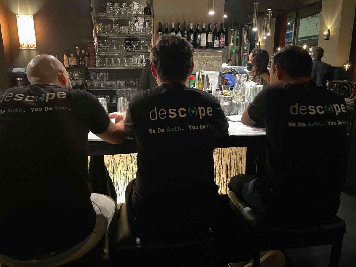descopeinc's tweet photo. Three app users walk into a bar.

The bartender asks, "Do you remember your 16-character password with numbers &amp; symbols?"

They walk back out.

#Authenticate2022 was fun! Thanks to all who stopped by to talk #passwordless &amp; play #passwordle. Until next year @AuthenticateCon 👋 https://t.co/vxNHbykUak