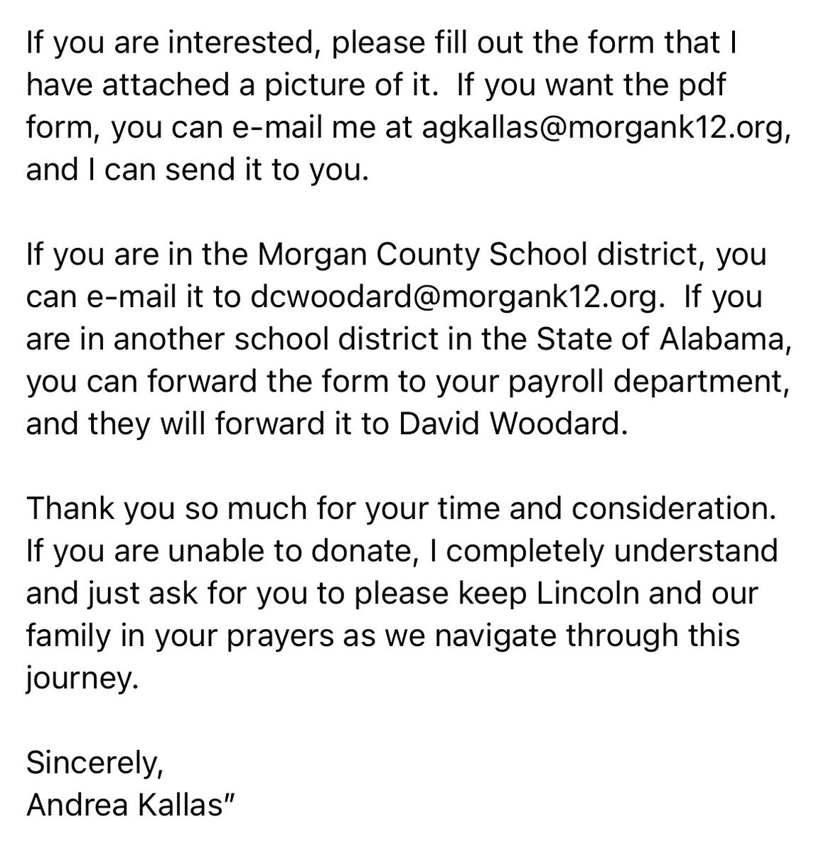 GTuckerHoops's tweet photo. I’m not one to post this on Twitter but this post is definitely worthwhile…

My 15 year-old cousin has been diagnosed with leukemia. If you’re in the Alabama education system, his mom is humbly asking for sick day donations to help while she is at St. Jude. (See photos) https://t.co/Ib9Bt5Nw5e