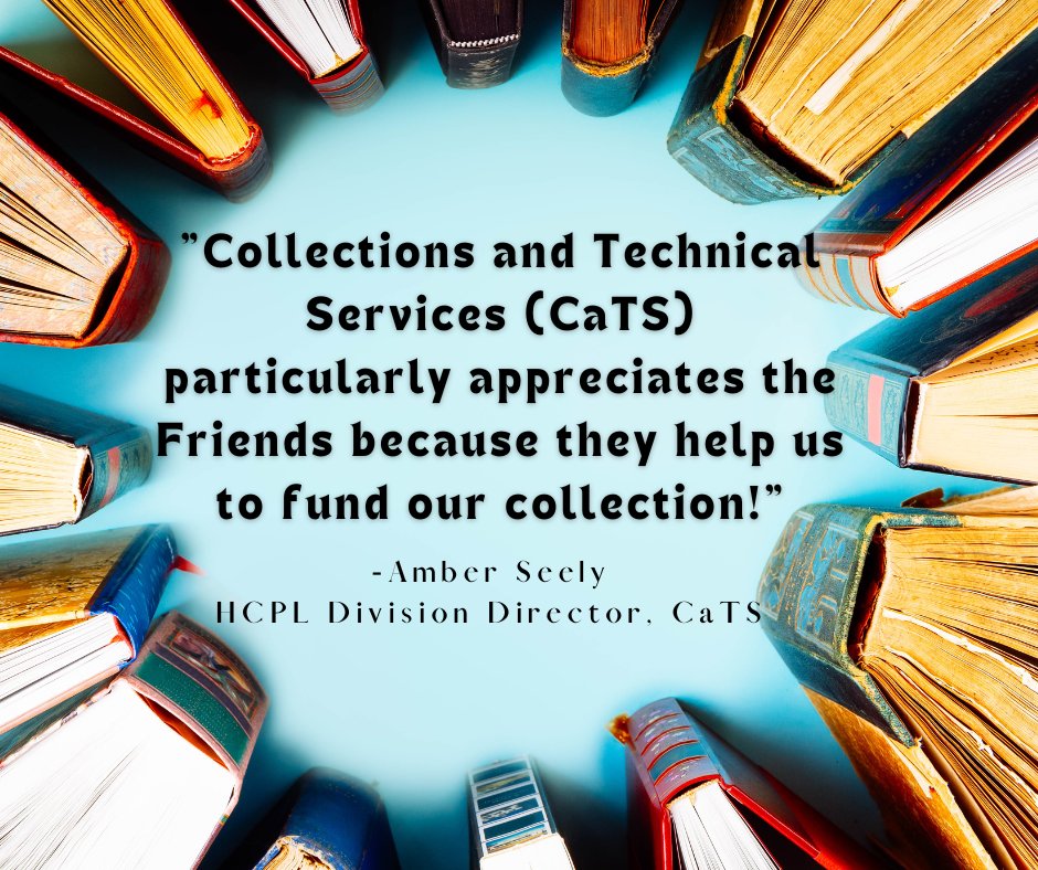 HCFOL_TX's tweet photo. HCPL's Collections and Technical Services (CaTS) department is responsible for selecting and ordering books, processing books as they come in, and handling all of your circulation questions. You can help us help them: https://t.co/uyRjAE6je2 https://t.co/JZJTwM5jPb
