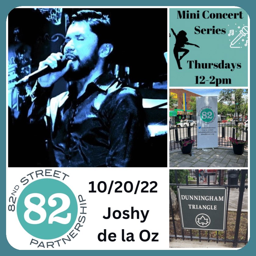 82ndStQueens's tweet photo. Join us for the Thursday for the @82ndStQueens Partnership Lunchtime Mini Concert Series, Joshy de la Oz will be performing. Join us at 12pm.
Free & open to all.
#NeighborhoodsNow
@van_alen
@urbandesignforum
#JacksonHeights
#elmhurst
#dunninghamtriangle https://t.co/ZeFaN5vQ3e