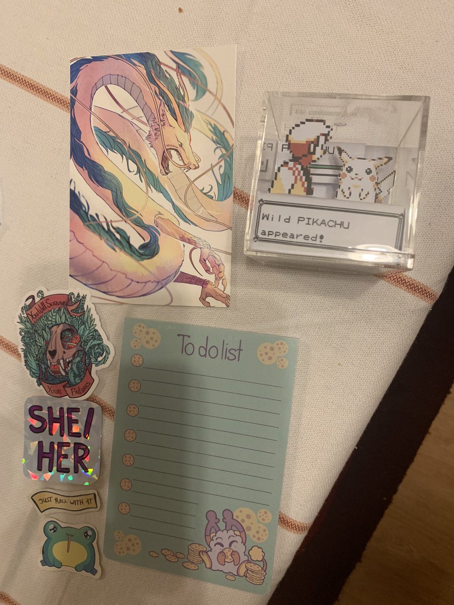Sakura2miaka's tweet photo. Finally getting around to unearthing my trade haul @Octocon! Iโm sad that I didnโt get to go around to all the traders cause I had to run to my panel but I am very happy with the stuff I did manage to get ๐ #Octocon #Octocon2022 https://t.co/ABkOTT3GfB