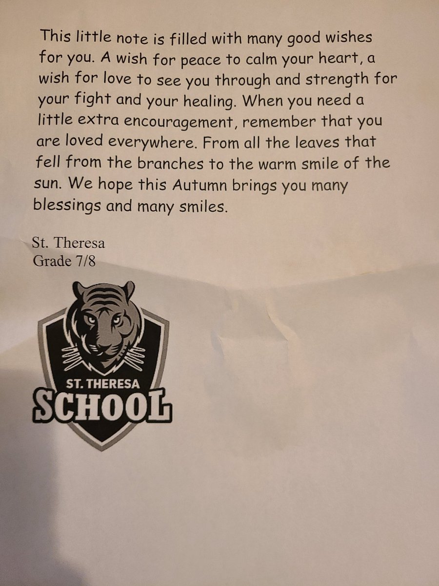 Thank you so much <a href="/Sttheresa_rcsd/">St. Theresa School</a> grade 7&amp;8's!  💜