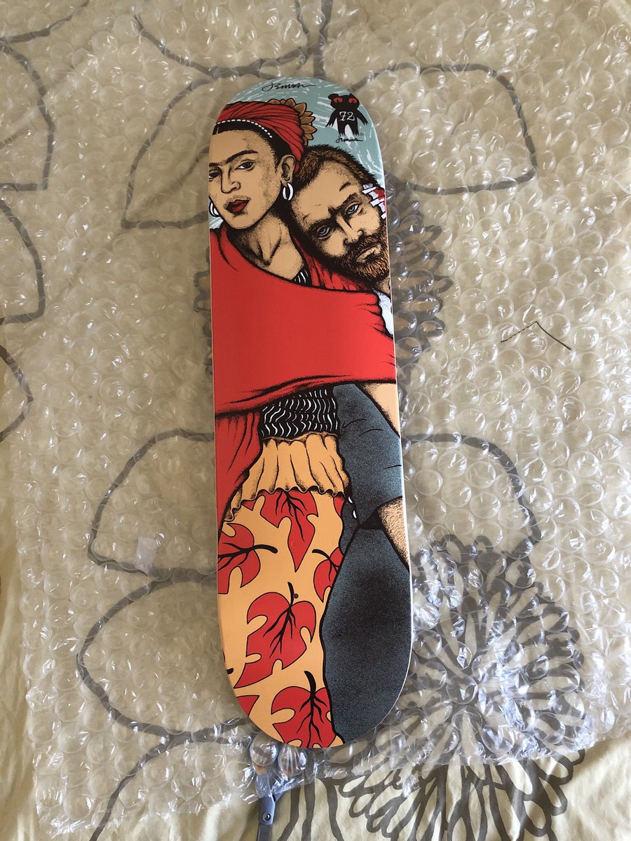 LaurenToya's tweet photo. Does anyone else collect deck art?! This skateboard deck is part of my Frida collection. ๐ธ๐บ๐ผ #deckart #skateboarding @Jermainerogers https://t.co/u7zCuaOOy8