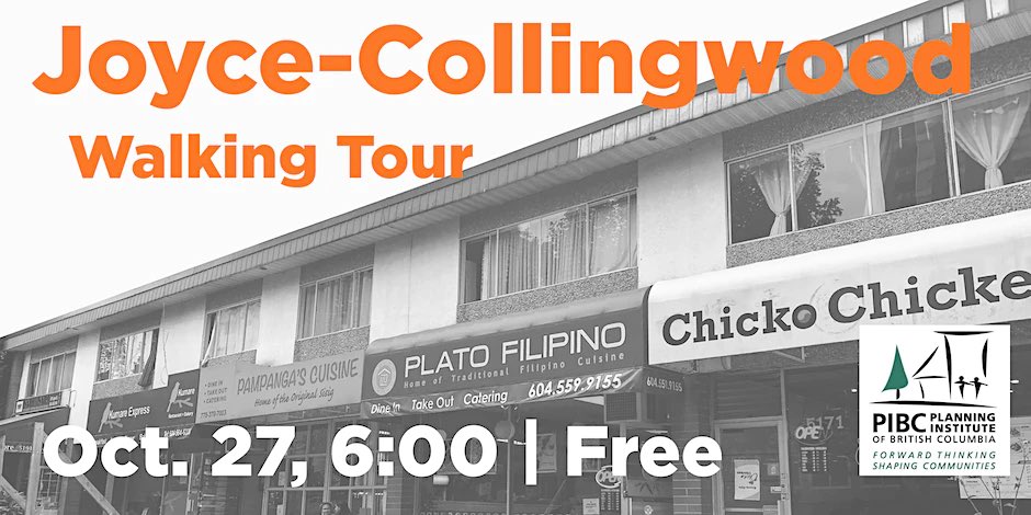 PIBC South Coast (@pibc_southcoast) on Twitter photo Planners, we have a fantastic walking tour coming up next week of the Joyce -Collingwood neighbourhood. It is led by professor Nora Angeles, planners Brendan Hurley and William Camero and writer Patrick Chan. VERY FEW spots left so register soon! 
tinyurl.com/shmuwzek Planners, we have a fantastic walking tour coming up next week of the Joyce -Collingwood neighbourhood. It is led by professor Nora Angeles, planners Brendan Hurley and William Camero and writer Patrick Chan. VERY FEW spots left so register soon! 
tinyurl.com/shmuwzek