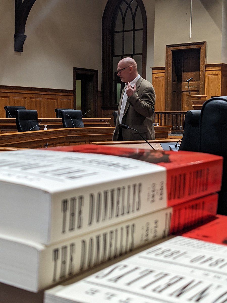 brownanddickson's tweet photo. John Little speaking on the Donnellys where the historic trial happened, for the London Middlesex Historical Society #donnellys #truecrime #canadianhistory #haunted #murder @ecwpress https://t.co/ByVRT8eQkL