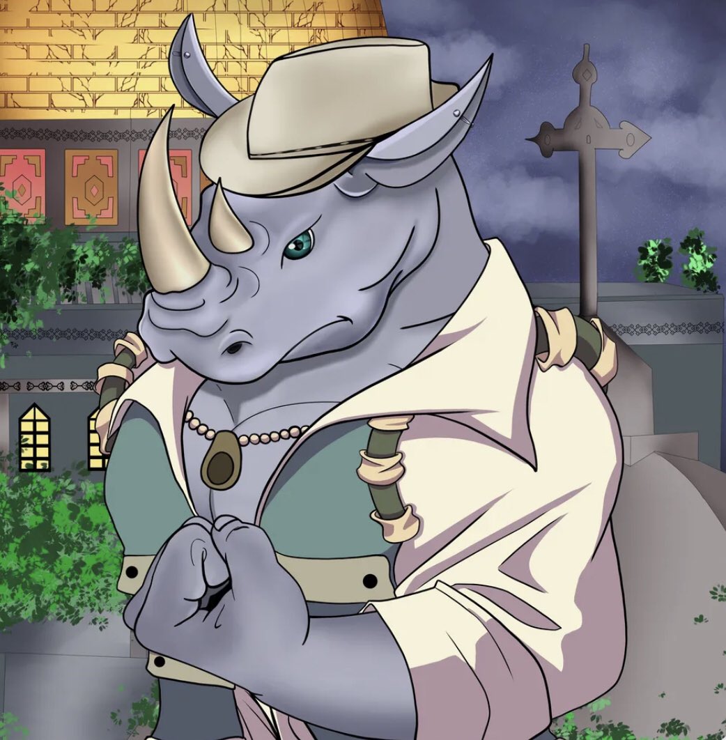 jesselankford's tweet photo. Huge shout out and thank you to @JkSmalltime of @RespectedRhinos for this amazing Rhino #NFT from the @GoodGodzNFT Community space today! Such an amazing project!  Stoked to be a member of the Crash! #NFTGiveaways #NFTCommunity https://t.co/dCG5hyvq99