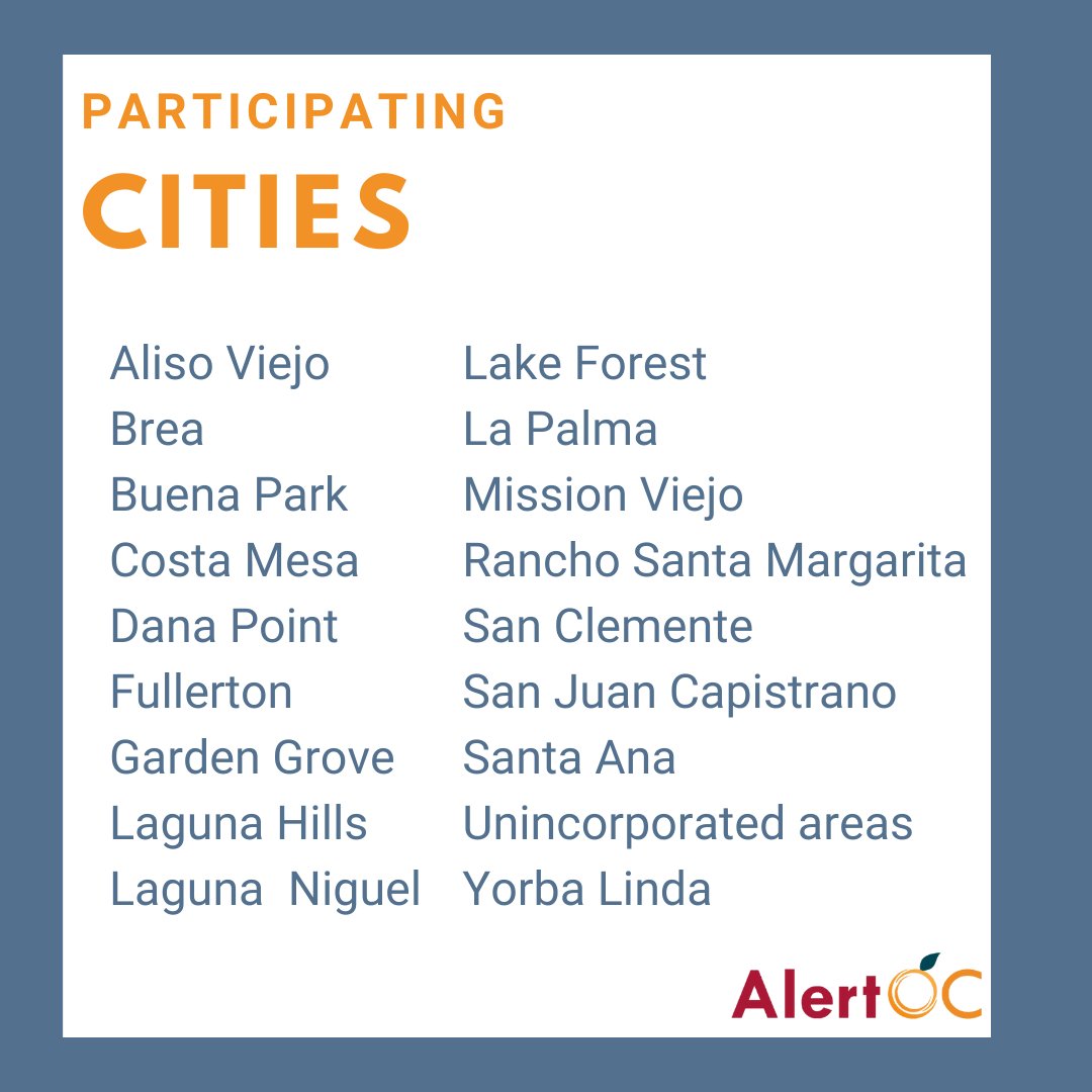 OCSheriff's tweet photo. Register now at https://t.co/sd3maupVs9 to be part of the 12th Annual #AlertOC 🚨 Test on October 20. Residents from participating areas will receive a test notification through a call, text or email from Alert OC. Check our list to see if your city is participating. https://t.co/U29gYjuczT