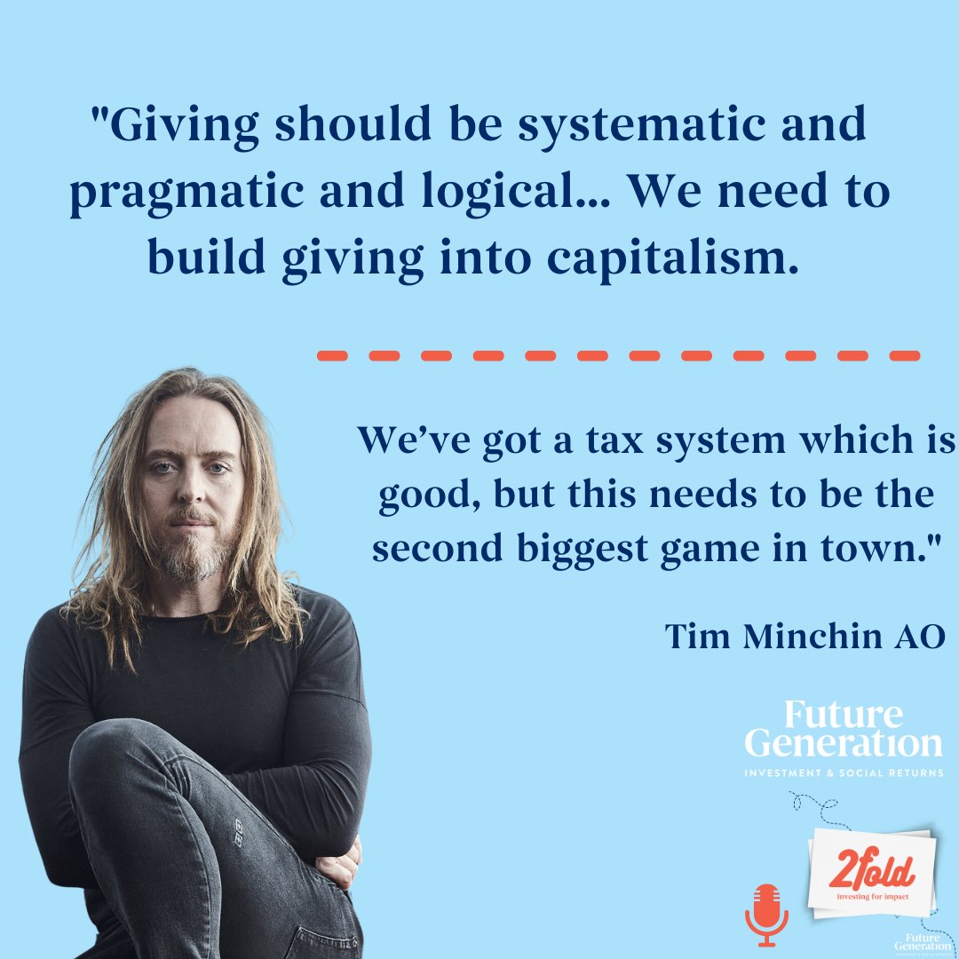 FutureGenInvest's tweet photo. Missed it? Listen to the latest episode of 2fold: Investing for Impact, where Future Generation CEO Caroline Gurney chats to @timminchin about the importance of systematic giving, woke culture and the growing mental health crisis. 
Listen and subscribe: https://t.co/YLqzTdsS6v https://t.co/WFnGY90lvN