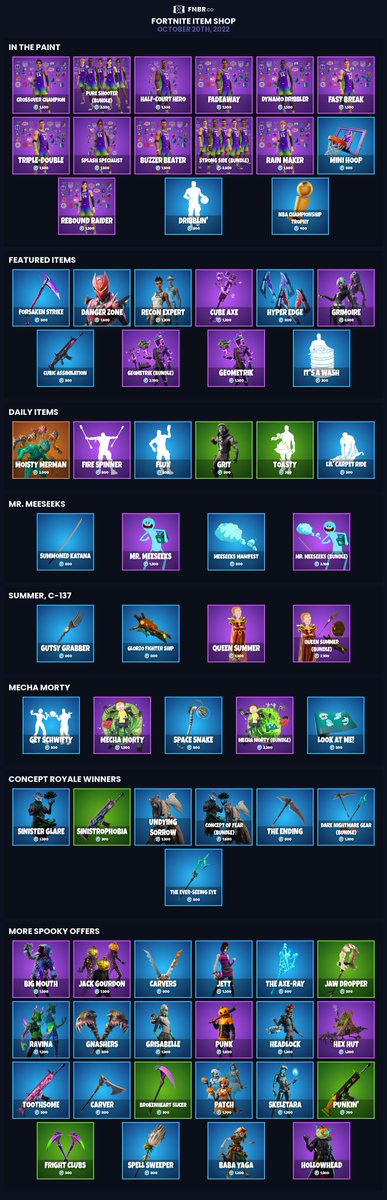 FortniteDaily's tweet photo. #Fortnite Item Shop for October 20th 2022 | https://t.co/NxpCkxvf21
Set personalised reminders on our iOS app: https://t.co/2kmEb11Fqy https://t.co/zKTGxXU049
