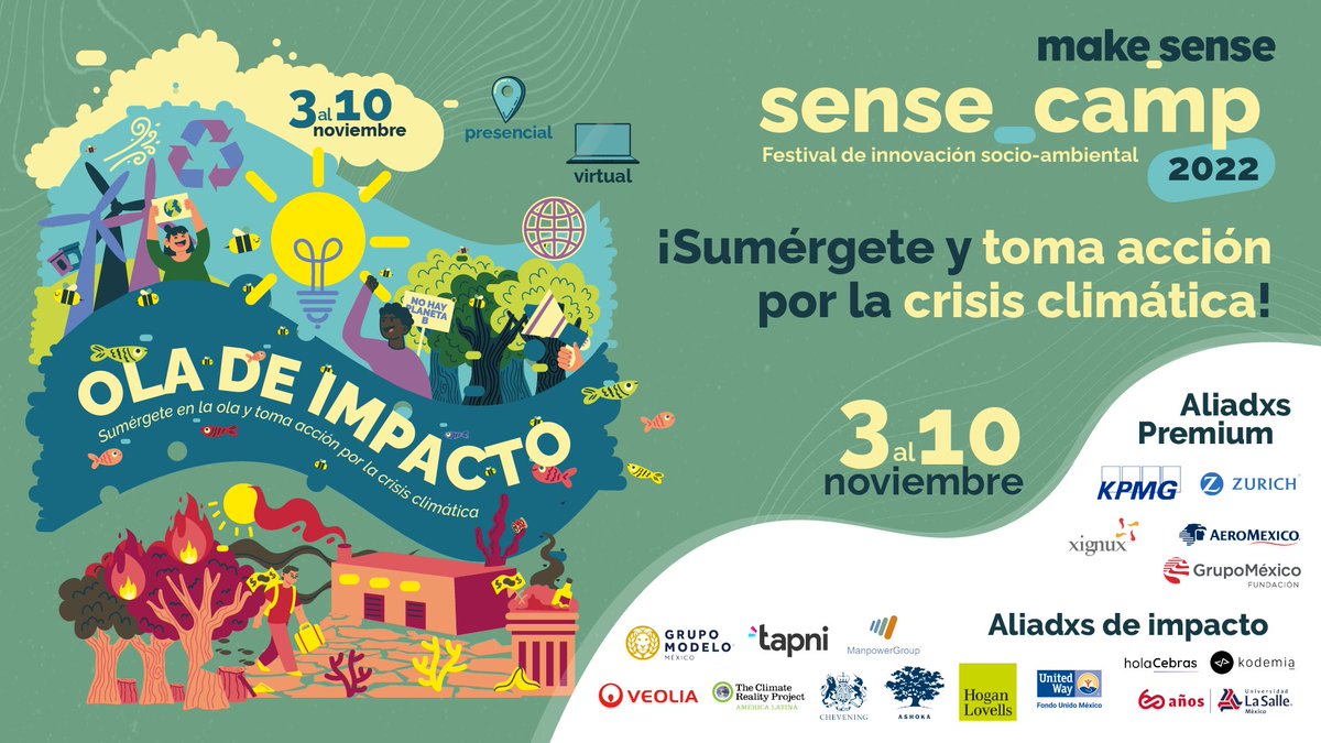 🔥🌎 ¿Te preocupa la crisis climática? Sumérgete en la #OlaDeImpacto 🌊 del sense_camp, en este festival se rompe el concepto de conferencia tradicional 🤯 para vivir una experiencia de inspiración para la acción 🌱

¡Participa del 3 al 10 de noviembre! 
🏄🏽sensecamplatam.com