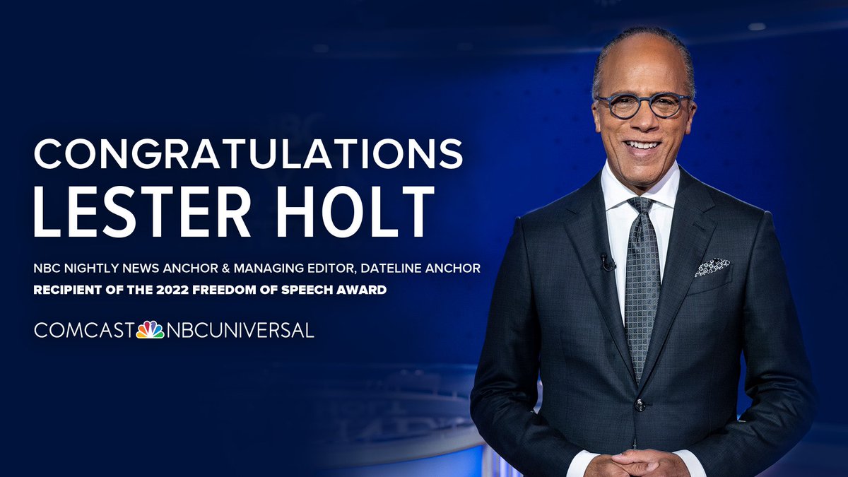Congratulations to @LesterHoltNBC on receiving the @TheMediaInst's 2022 Freedom of Speech Award this evening.
